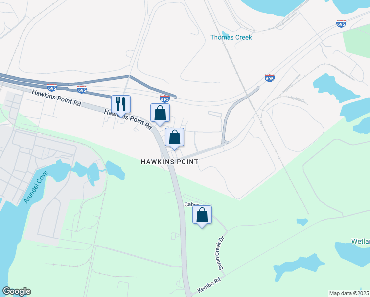 map of restaurants, bars, coffee shops, grocery stores, and more near 6411 Fort Smallwood Road in Baltimore