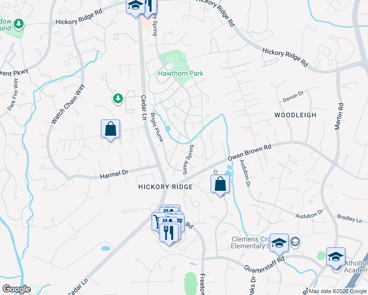 map of restaurants, bars, coffee shops, grocery stores, and more near 6340 Sunny Spring in Columbia