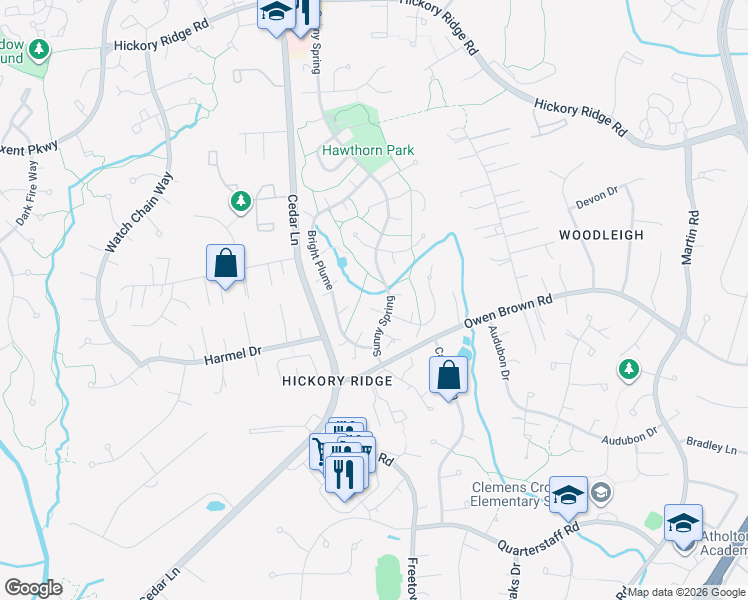 map of restaurants, bars, coffee shops, grocery stores, and more near 6340 Sunny Spring in Columbia