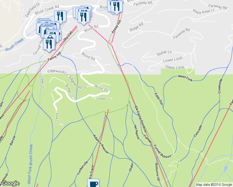 map of restaurants, bars, coffee shops, grocery stores, and more near 1248 Woods Rd in Aspen