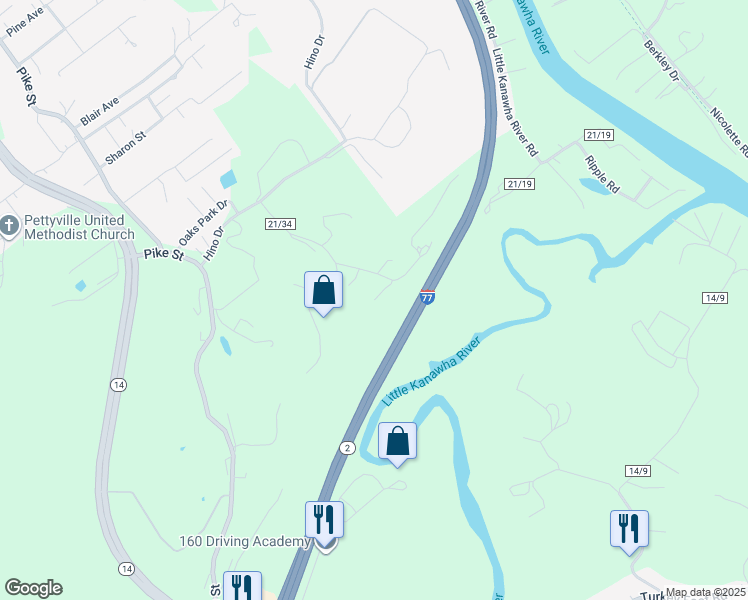 map of restaurants, bars, coffee shops, grocery stores, and more near 137 Nicolette Road in Mineral Wells