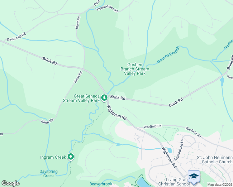 map of restaurants, bars, coffee shops, grocery stores, and more near 9711 Brink Road in Gaithersburg