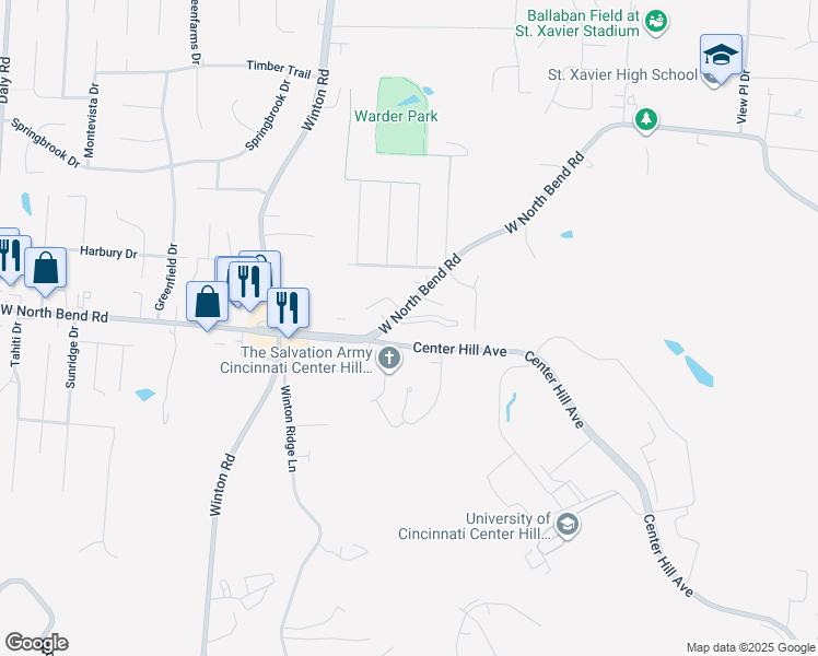 map of restaurants, bars, coffee shops, grocery stores, and more near 857 West North Bend Road in Cincinnati