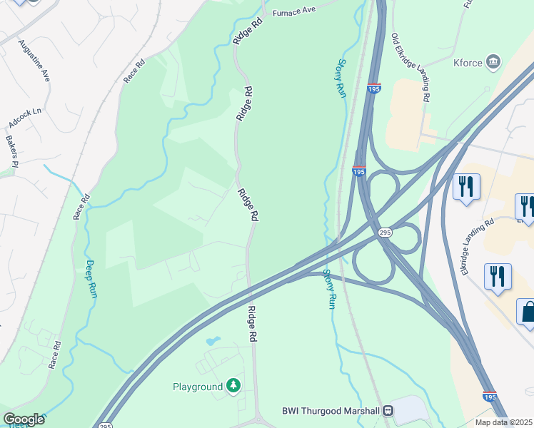 map of restaurants, bars, coffee shops, grocery stores, and more near Ridge Chapel Road in Hanover