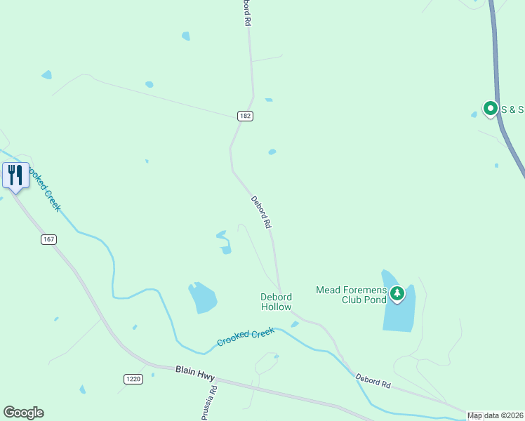 map of restaurants, bars, coffee shops, grocery stores, and more near 1201-1647 Debord Road in Chillicothe