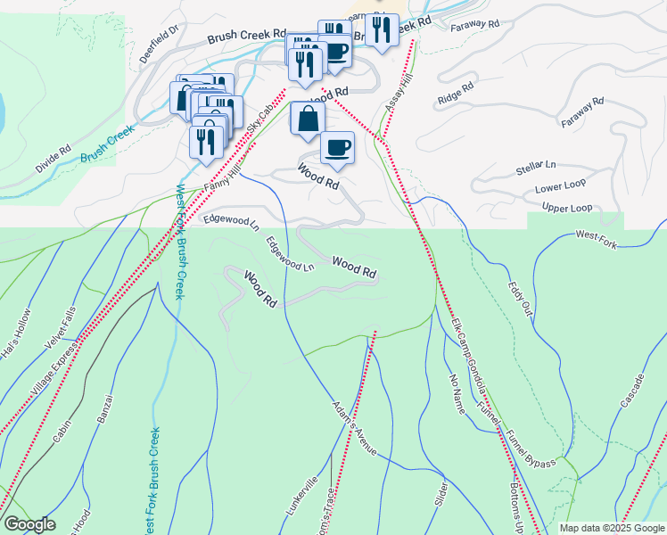 map of restaurants, bars, coffee shops, grocery stores, and more near 20 Alpine Court in Aspen