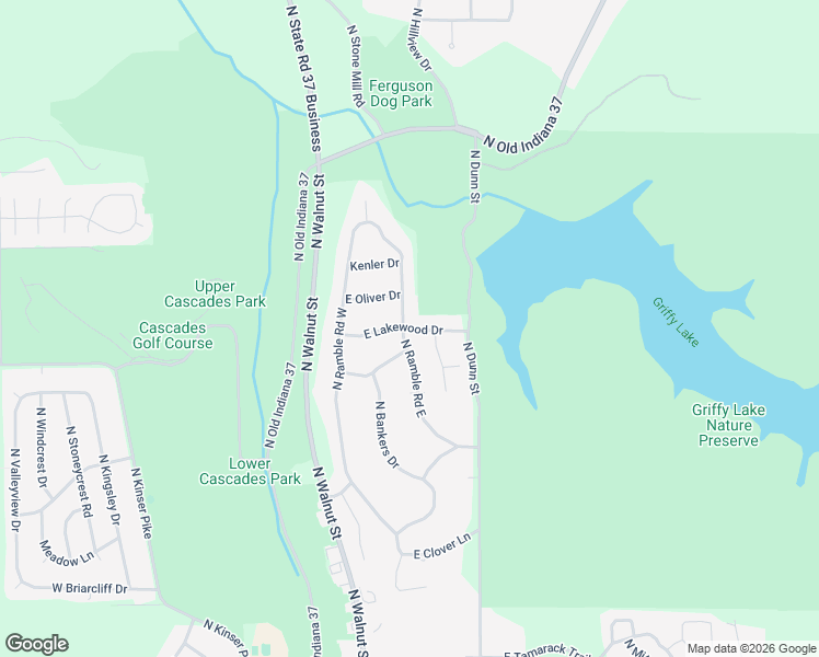 map of restaurants, bars, coffee shops, grocery stores, and more near 3101-3107 N Ramble Rd E in Bloomington