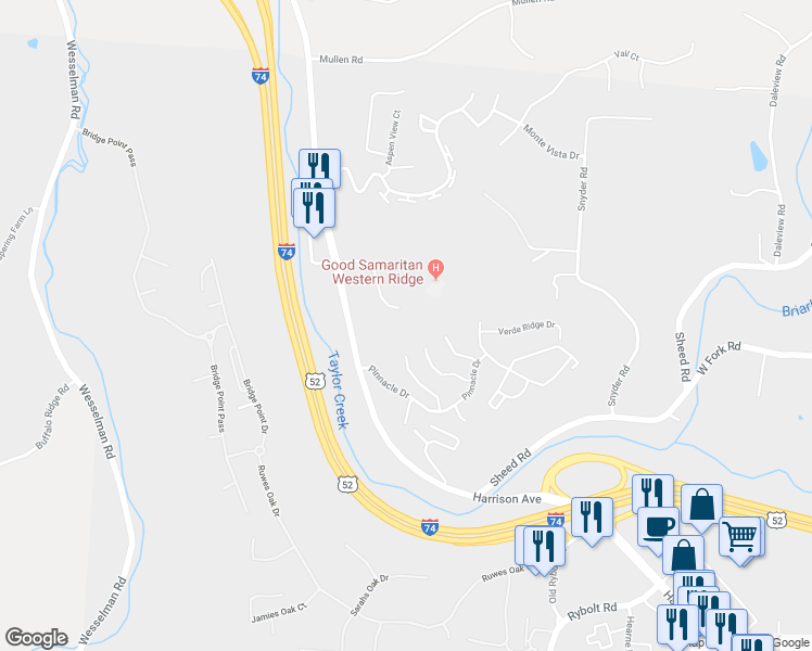 map of restaurants, bars, coffee shops, grocery stores, and more near 6930 Good Samaritan Drive in Cincinnati