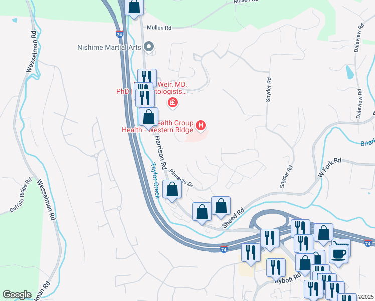 map of restaurants, bars, coffee shops, grocery stores, and more near 6930 Good Samaritan Drive in Cincinnati