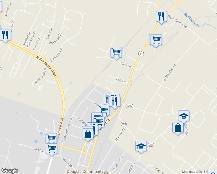 map of restaurants, bars, coffee shops, grocery stores, and more near 110 Star Fort Dr in Winchester