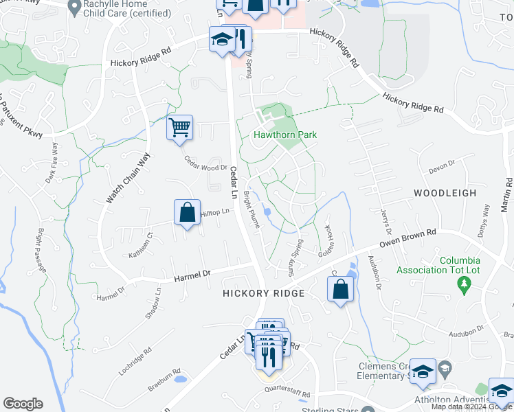 map of restaurants, bars, coffee shops, grocery stores, and more near 6285 Centre Stone Ring in Columbia