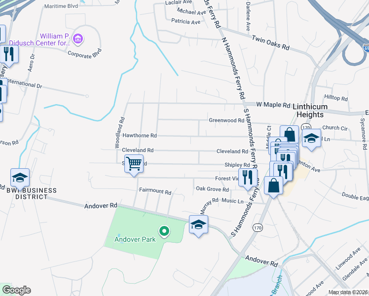 map of restaurants, bars, coffee shops, grocery stores, and more near 514 Cleveland Rd in Linthicum Heights