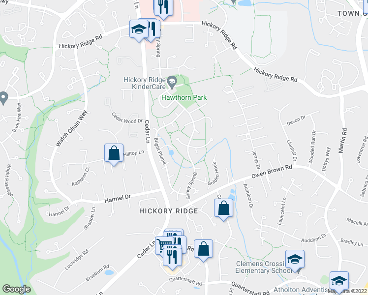 map of restaurants, bars, coffee shops, grocery stores, and more near 6257 Branch Beech in Columbia