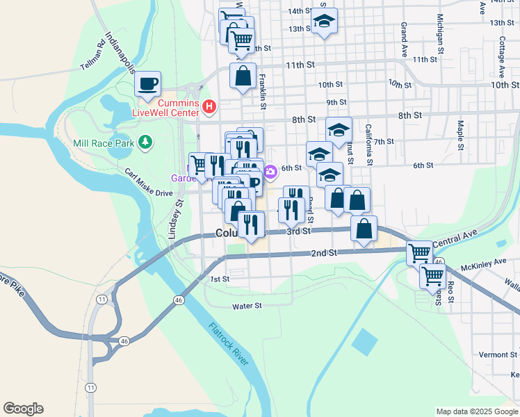 map of restaurants, bars, coffee shops, grocery stores, and more near 430 4th Street in Columbus