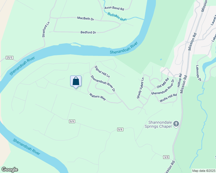 map of restaurants, bars, coffee shops, grocery stores, and more near 1603 Shenandoah River Drive in Harpers Ferry