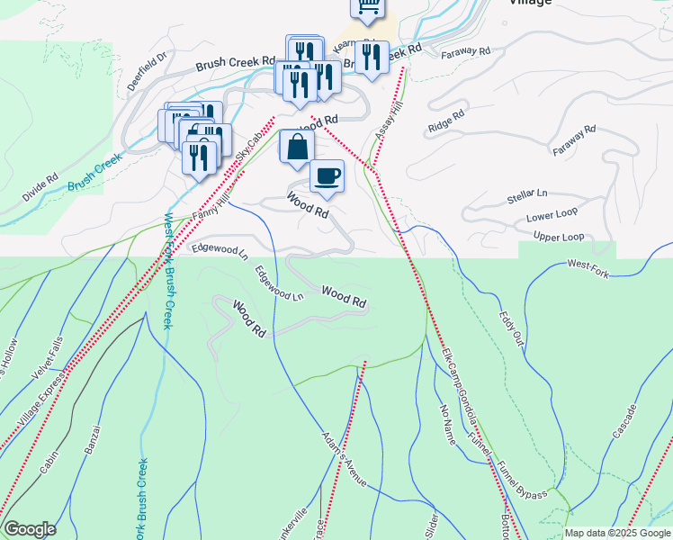 map of restaurants, bars, coffee shops, grocery stores, and more near 20 Alpine Court in Aspen