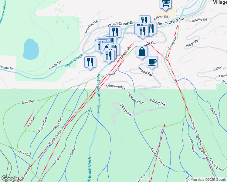 map of restaurants, bars, coffee shops, grocery stores, and more near 163-255 Bridge Lane in Aspen