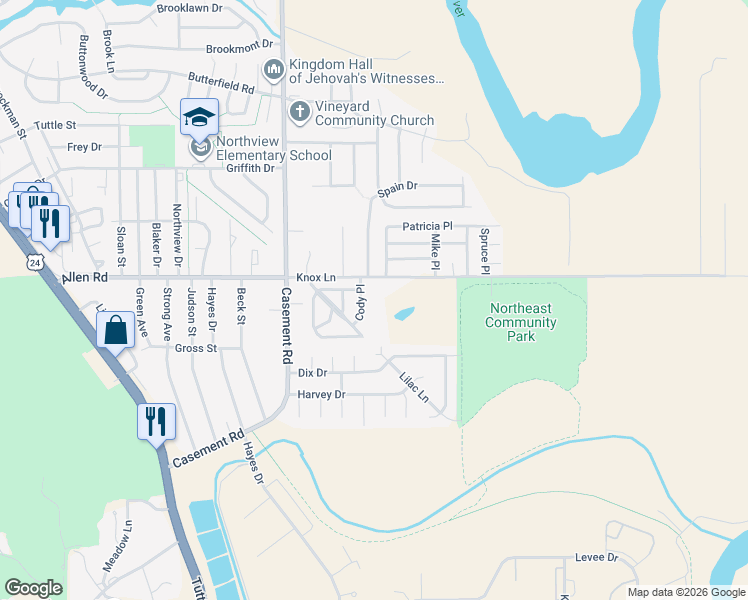 map of restaurants, bars, coffee shops, grocery stores, and more near 210 Knox Lane in Manhattan