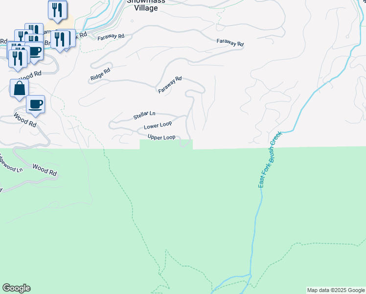 map of restaurants, bars, coffee shops, grocery stores, and more near 1854 Faraway Road in Snowmass Village
