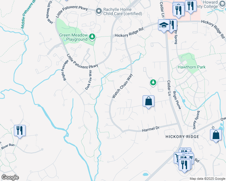 map of restaurants, bars, coffee shops, grocery stores, and more near 6107 Triangle Drive in Columbia