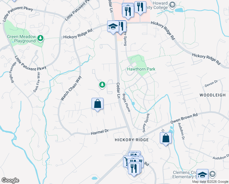 map of restaurants, bars, coffee shops, grocery stores, and more near 6043 Tree Swallow Court in Columbia
