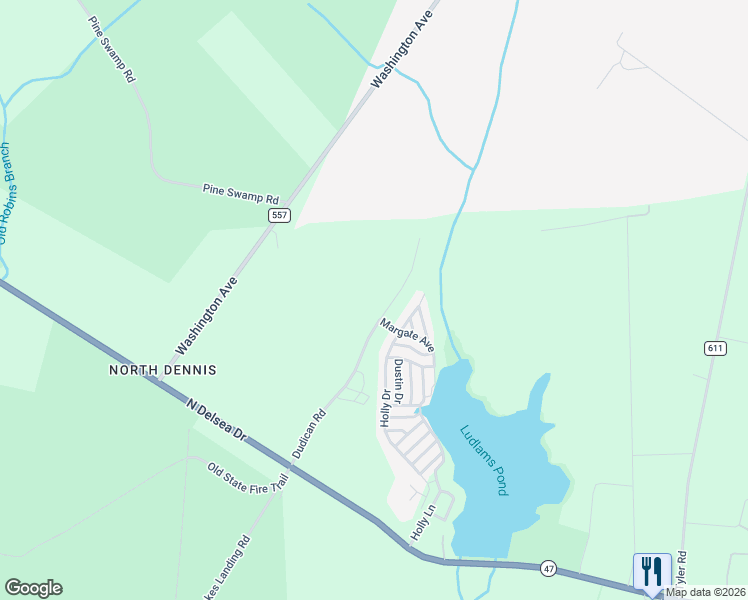 map of restaurants, bars, coffee shops, grocery stores, and more near 205 Dudican Road in Woodbine