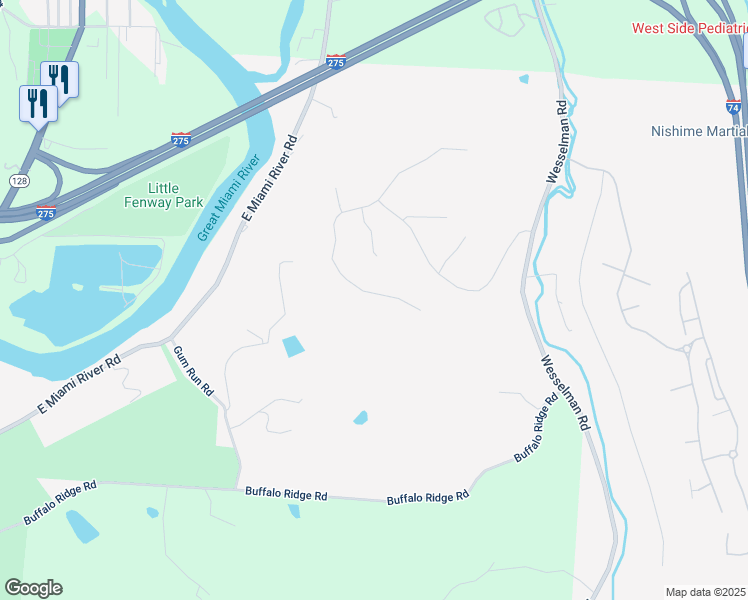 map of restaurants, bars, coffee shops, grocery stores, and more near 7650 Whispering Farm Trail in Cleves
