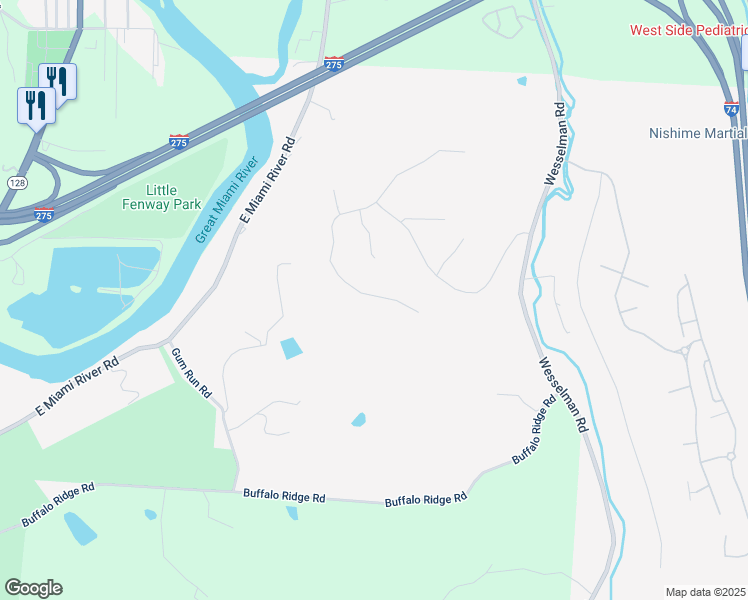map of restaurants, bars, coffee shops, grocery stores, and more near 7650 Whispering Farm Trail in Cleves