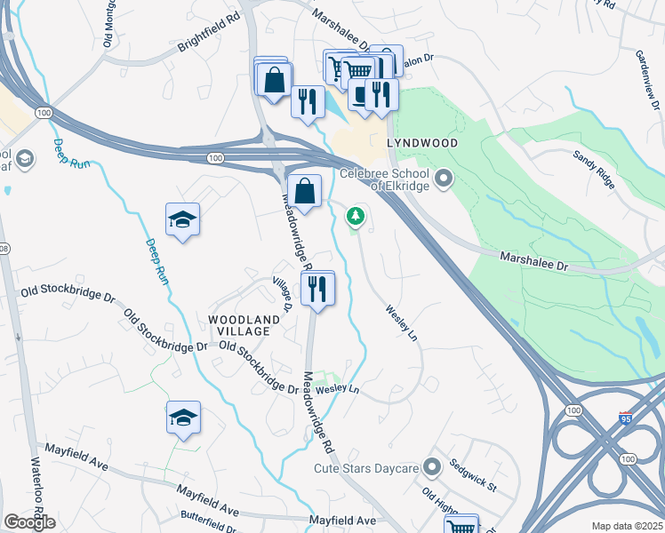map of restaurants, bars, coffee shops, grocery stores, and more near 6210 Hunters Hollow Road in Elkridge