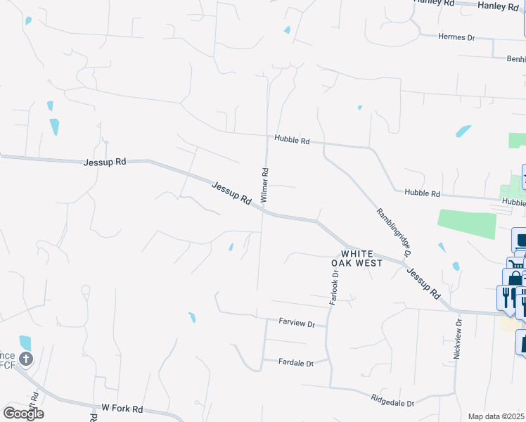 map of restaurants, bars, coffee shops, grocery stores, and more near 4660 Jessup Road in Cincinnati