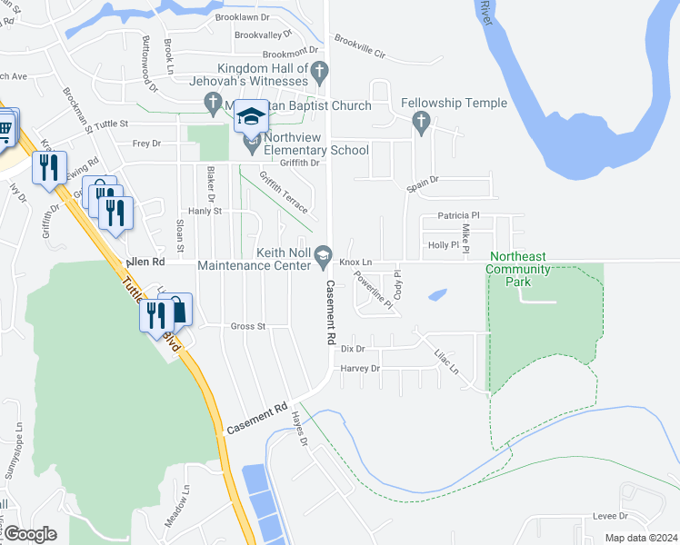 map of restaurants, bars, coffee shops, grocery stores, and more near 108 Knox Lane in Manhattan