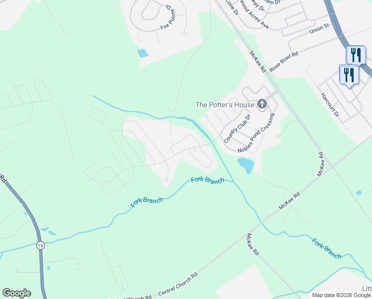 map of restaurants, bars, coffee shops, grocery stores, and more near Resort Boulevard in Dover