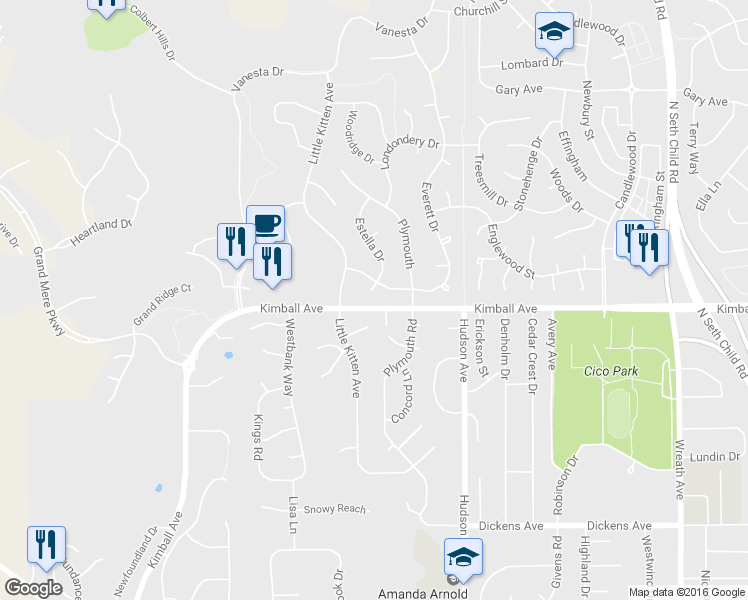 map of restaurants, bars, coffee shops, grocery stores, and more near 2000 Estella Drive in Manhattan