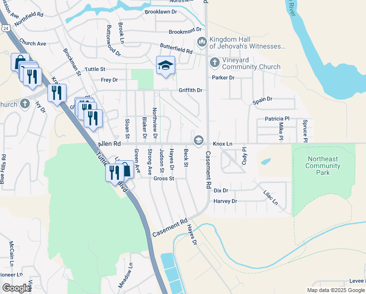 map of restaurants, bars, coffee shops, grocery stores, and more near 2041 Beck Street in Manhattan