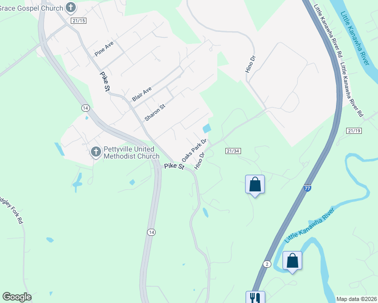 map of restaurants, bars, coffee shops, grocery stores, and more near 13 Oaks Trailer Park in Mineral Wells