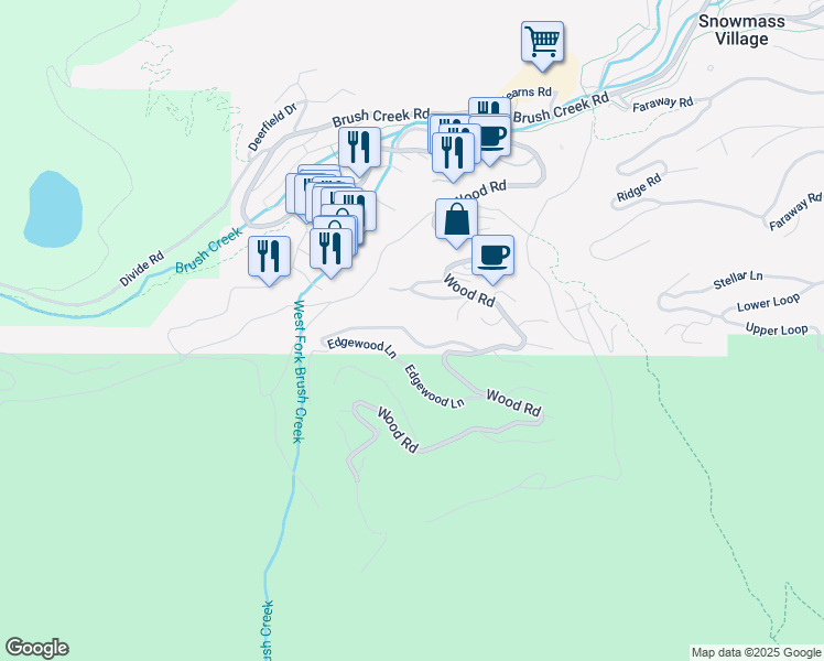 map of restaurants, bars, coffee shops, grocery stores, and more near 563 Edgewood Lane in Snowmass Village