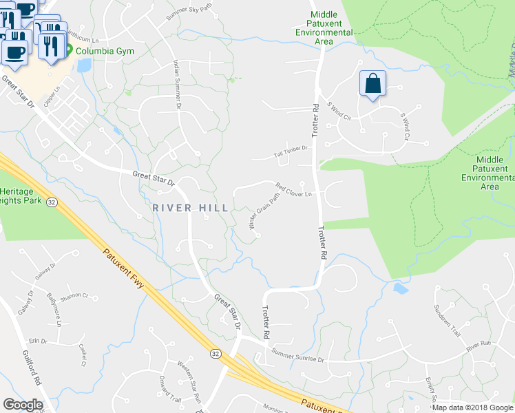 map of restaurants, bars, coffee shops, grocery stores, and more near 6020 Winter Grain Path in Clarksville