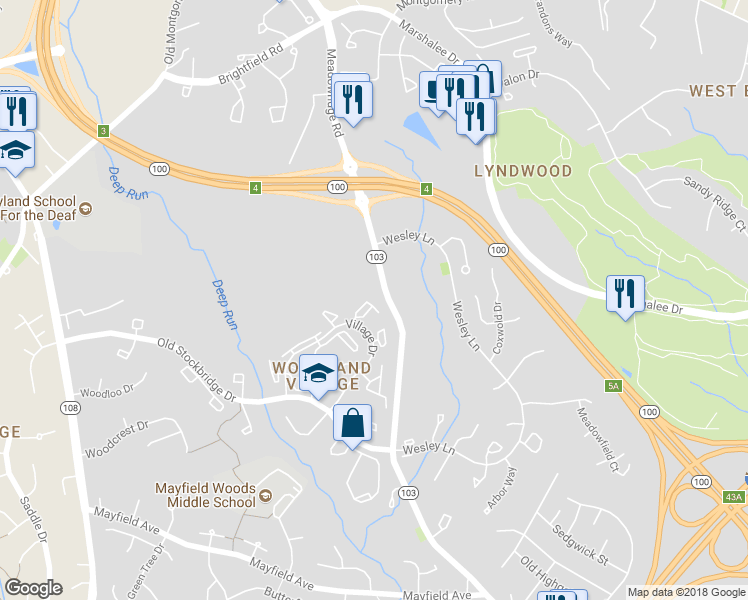 map of restaurants, bars, coffee shops, grocery stores, and more near 7732 Heatherside Lane in Ellicott City