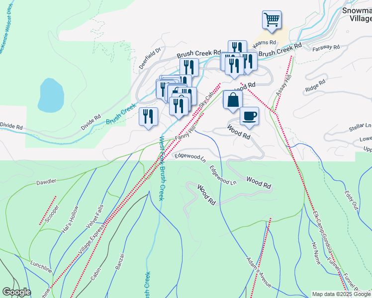 map of restaurants, bars, coffee shops, grocery stores, and more near 436 Edgewood Lane in Aspen