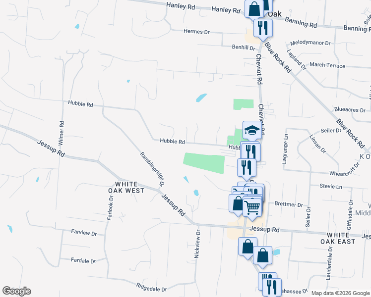 map of restaurants, bars, coffee shops, grocery stores, and more near 3755 Hubble Road in Cincinnati
