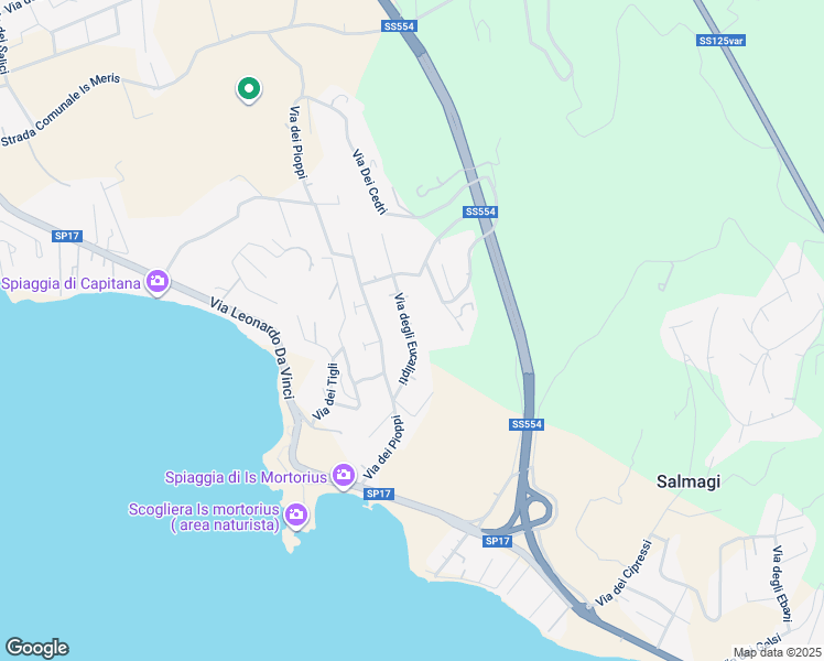map of restaurants, bars, coffee shops, grocery stores, and more near 15 Via degli Eucalipti in Quartu Sant'Elena