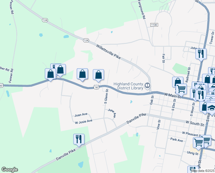 map of restaurants, bars, coffee shops, grocery stores, and more near 830 West Main Street in Hillsboro