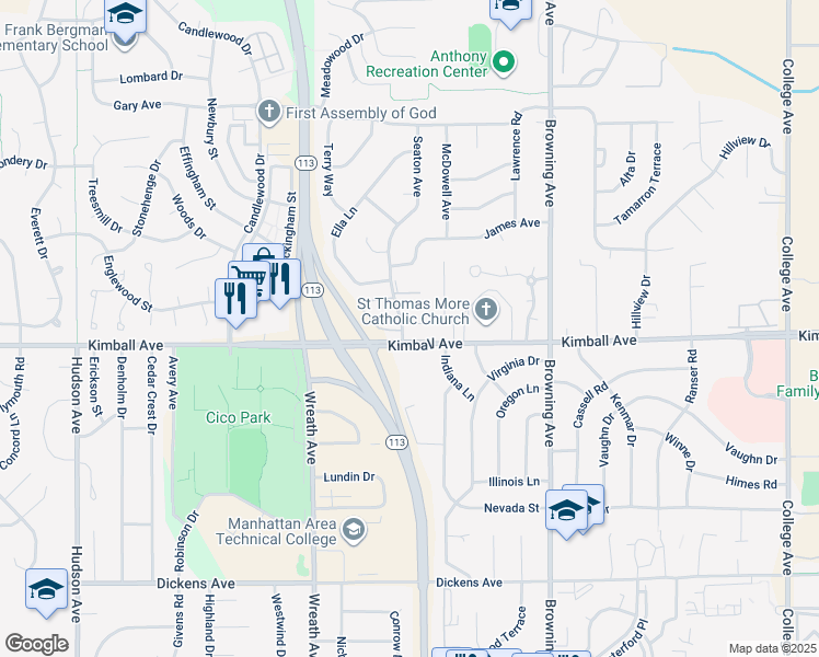 map of restaurants, bars, coffee shops, grocery stores, and more near 3109 Winston Place in Manhattan