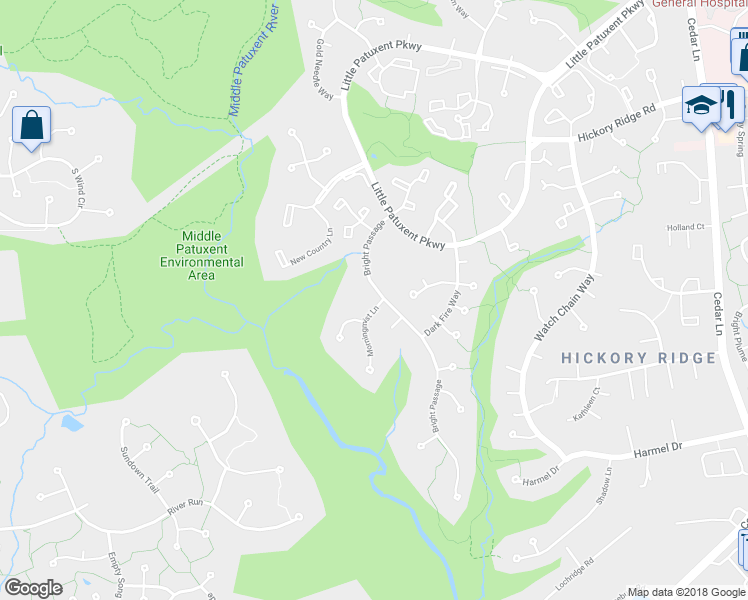 map of restaurants, bars, coffee shops, grocery stores, and more near 11700 Morningmist Lane in Columbia