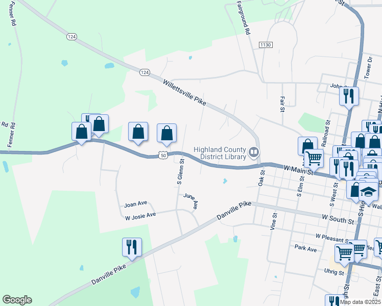 map of restaurants, bars, coffee shops, grocery stores, and more near 830 West Main Street in Hillsboro
