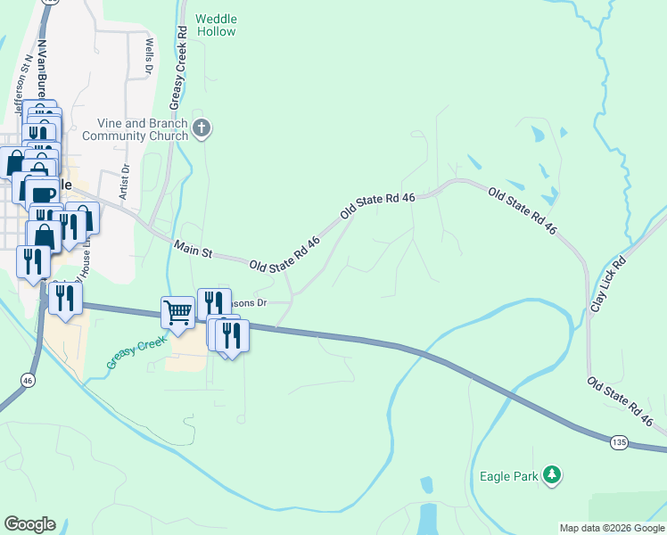 map of restaurants, bars, coffee shops, grocery stores, and more near 379 Coffey Hill Road in Nashville