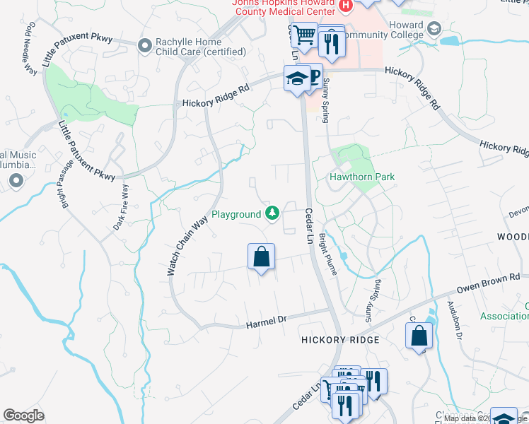map of restaurants, bars, coffee shops, grocery stores, and more near 6067 Cedar Wood Drive in Columbia