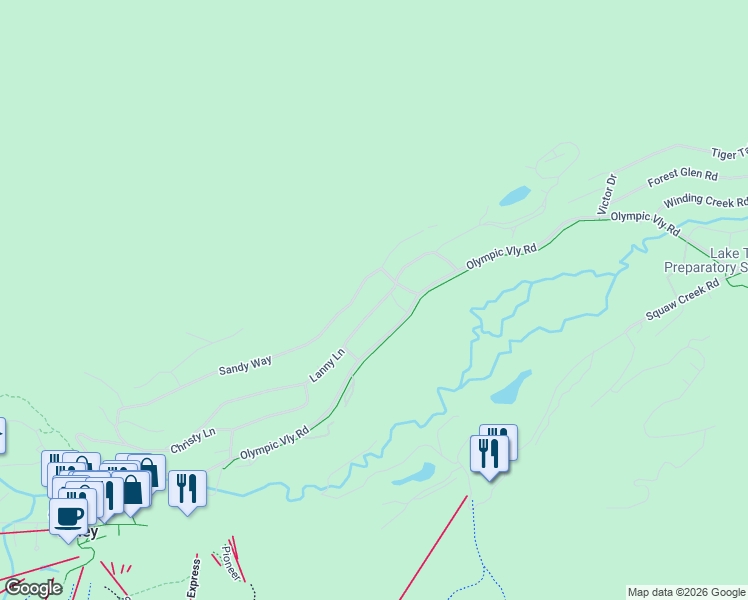 map of restaurants, bars, coffee shops, grocery stores, and more near 1284 Lanny Lane in Tahoe City