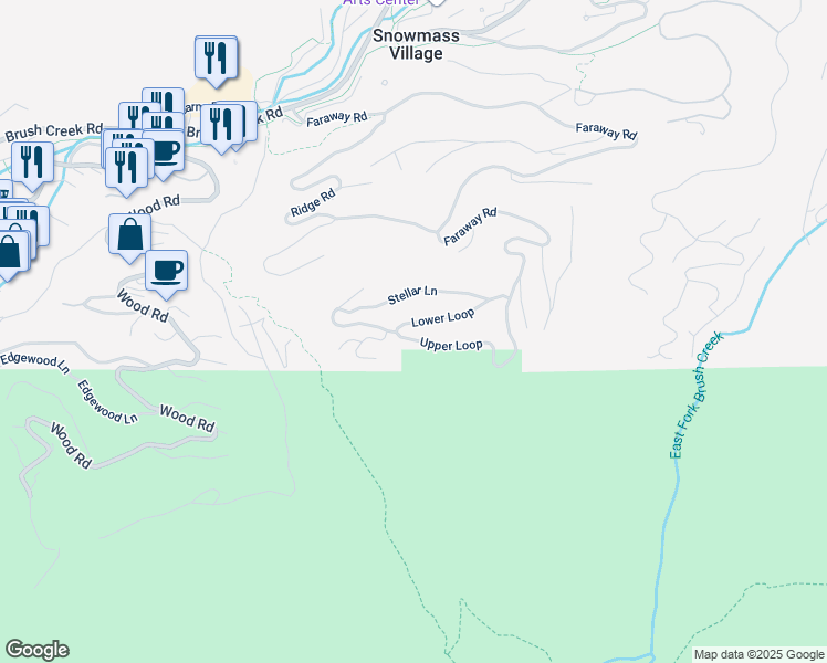 map of restaurants, bars, coffee shops, grocery stores, and more near 1854-2116 Faraway Road in Snowmass Village