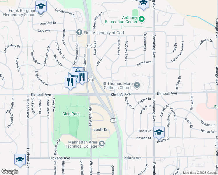 map of restaurants, bars, coffee shops, grocery stores, and more near 3109 Winston Place in Manhattan